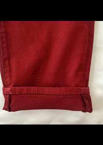 Bordo Kadın Rahat Kesim Kumaş Pantolon%97pamuk - Görsel 3