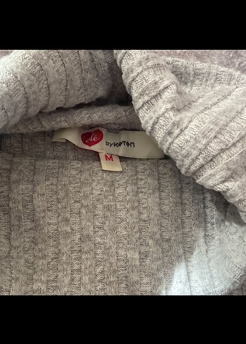 Gri Kadın Boğazlı Mini Triko Kazak - Görsel 2