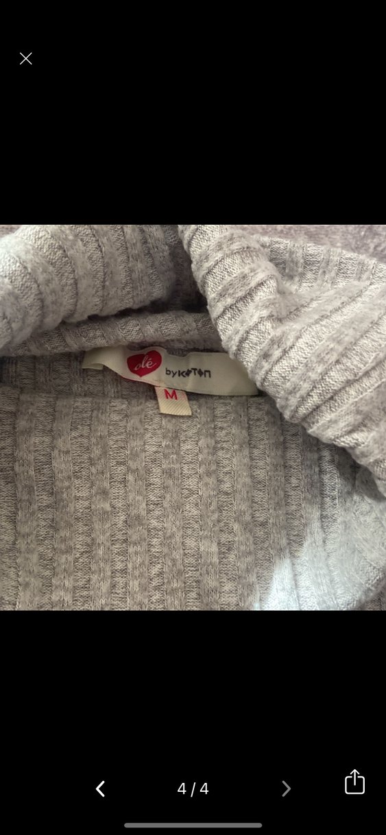 Gri Kadın Boğazlı Mini Triko Kazak - Görsel 2