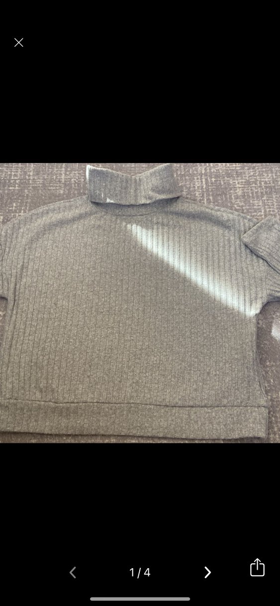 Gri Kadın Boğazlı Mini Triko Kazak - Görsel 4