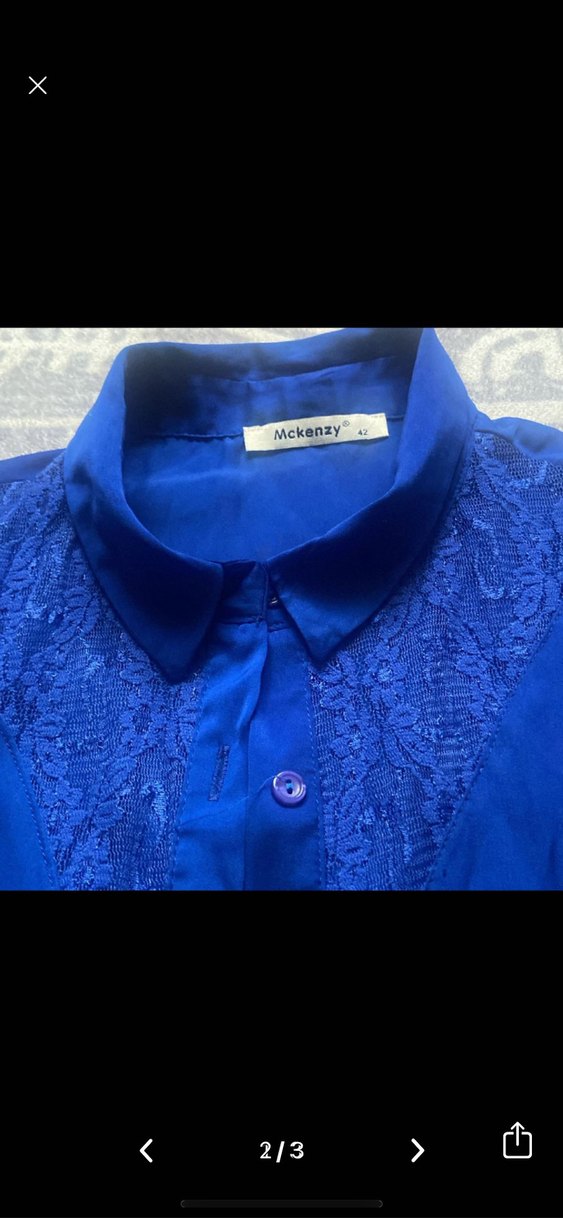 Düğmeli Kolsuz Mavi Kadın Gömlek - Görsel 2