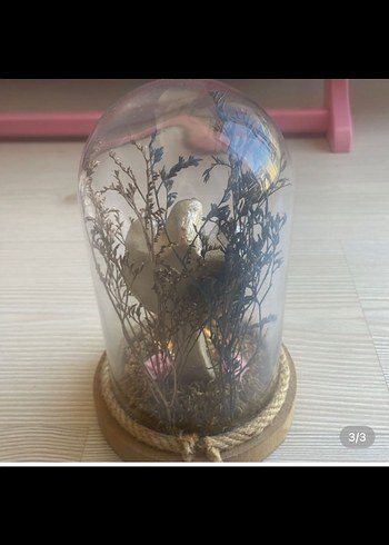 Cam Fanus İçinde Altın Detaylı Melek Figürü - Görsel 3