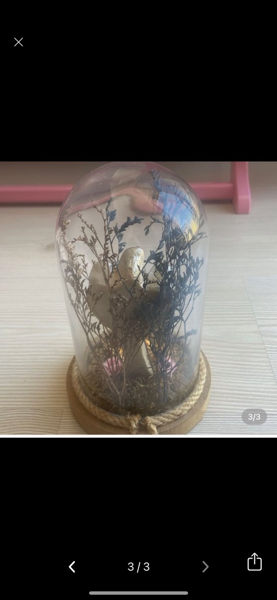 Cam Fanus İçinde Altın Detaylı Melek Figürü - Görsel 3