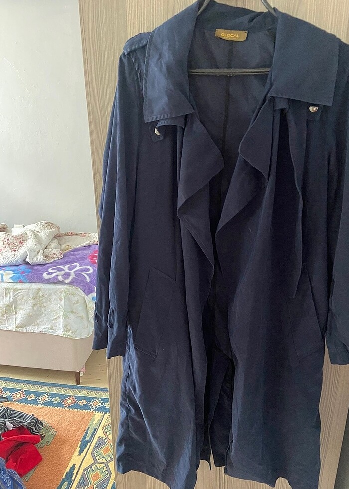 Lacivert trençkot - Görsel 4