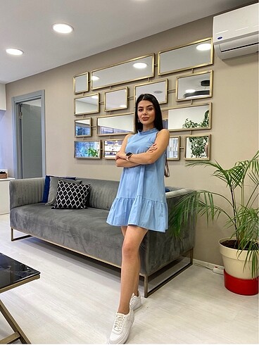 Bebek mavisi elbise