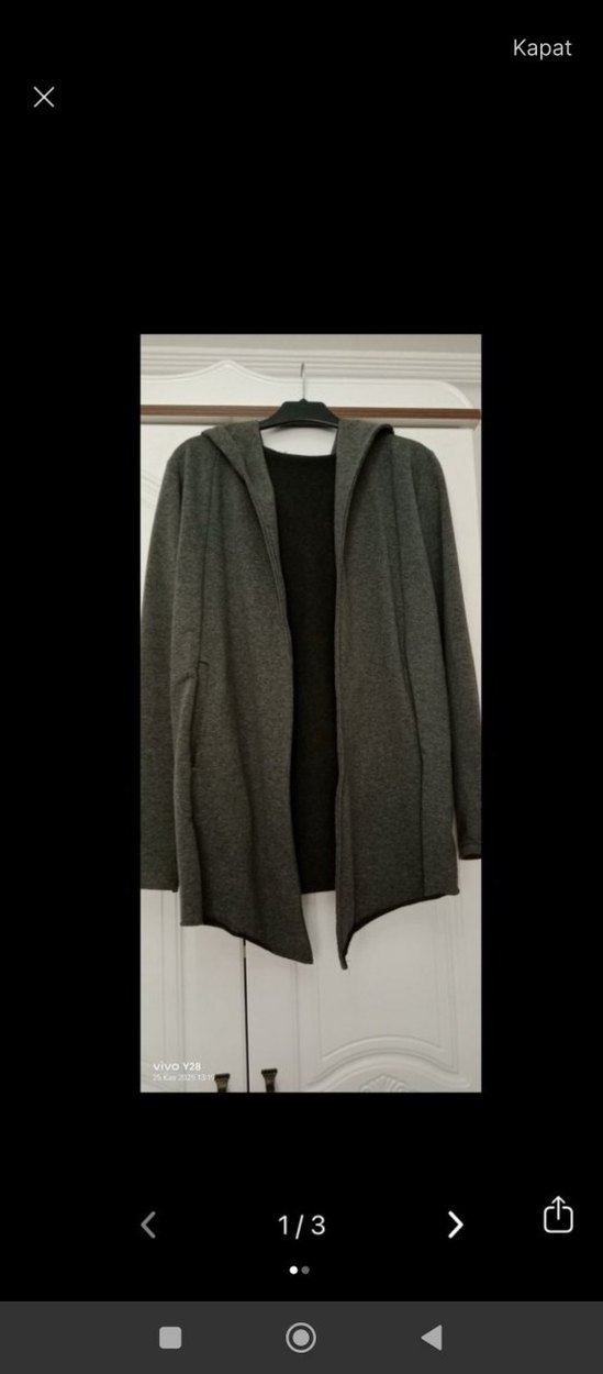 Gri Erkek Uzun Kollu Kemerli Hırka - Görsel 2