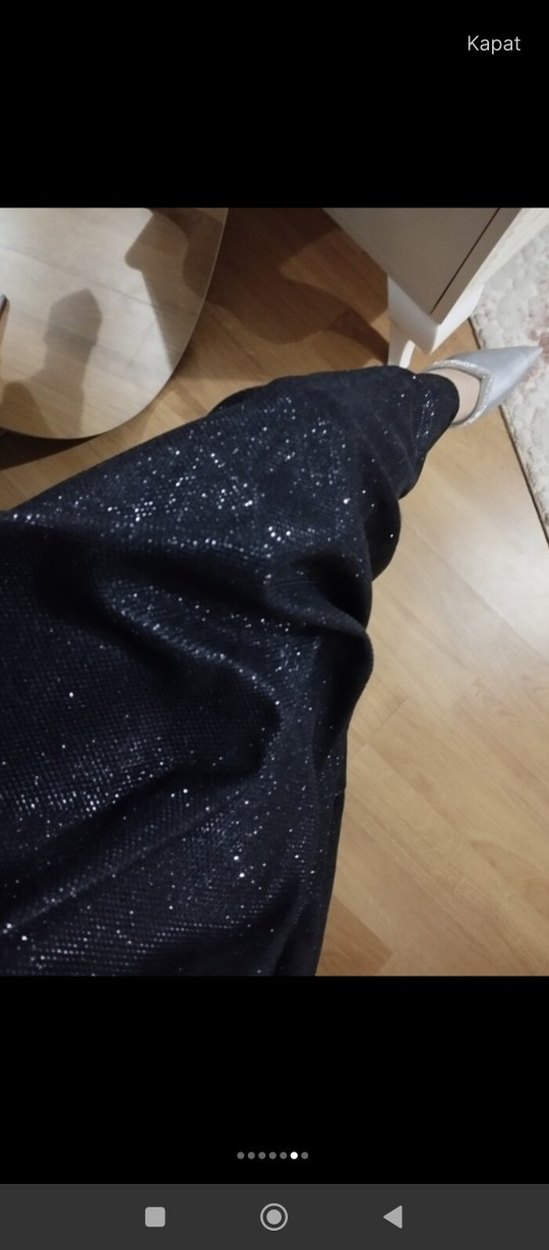 Parlak Siyah Uzun Abiye Elbise - Görsel 3