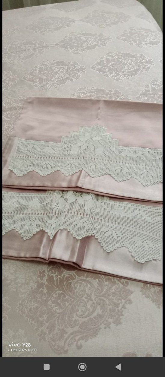 İşlemeli Pembe Parlak Yatak Örtüsü - Görsel 5