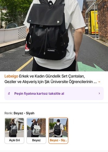 Beden Siyah Sırt Çantası