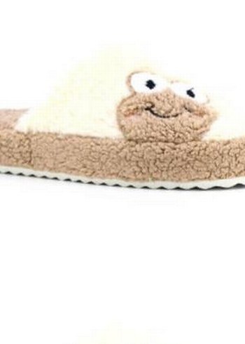 Kahverengi Nakışlı Kadın Peluş Terlik