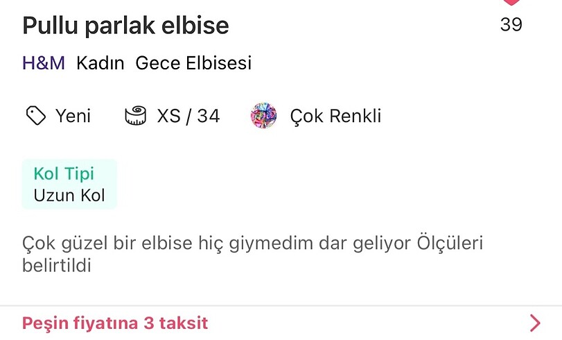 xs Beden çeşitli Renk Pullu parlak elbise