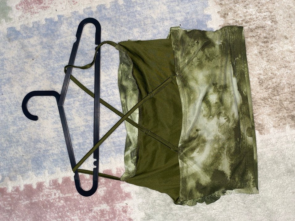 Kadın Haki Straplez Bağlamalı Crop Top - Görsel 3