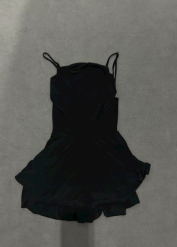 Siyah Drapeli Midi Strappy Kadın Elbise