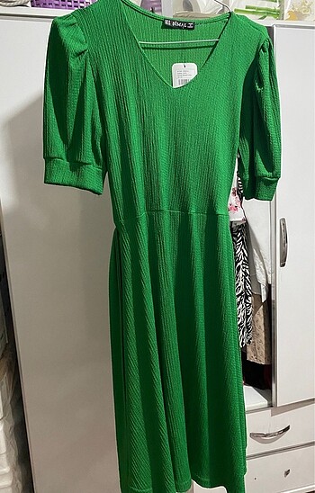 yeşil günlük elbise