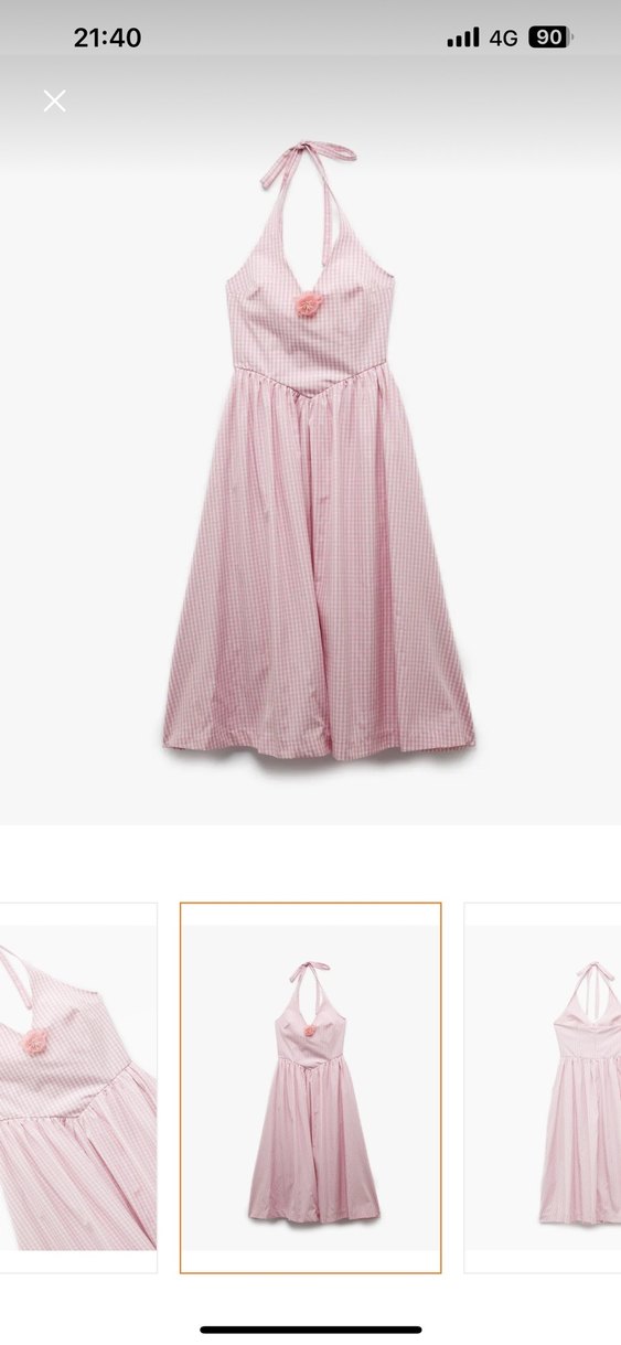 Koton Pembe Pamuklu Askılı Elbise - Görsel 3