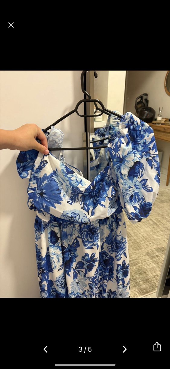 Mavi çiçekli elbise - Görsel 3