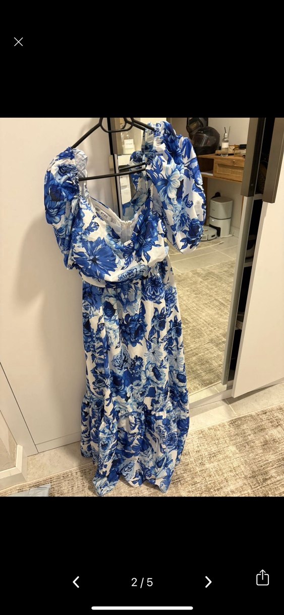 Mavi çiçekli elbise - Görsel 2