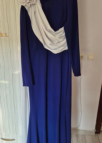 Castilya Drapeli Uzun Kollu Abiye Elbise - Görsel 6