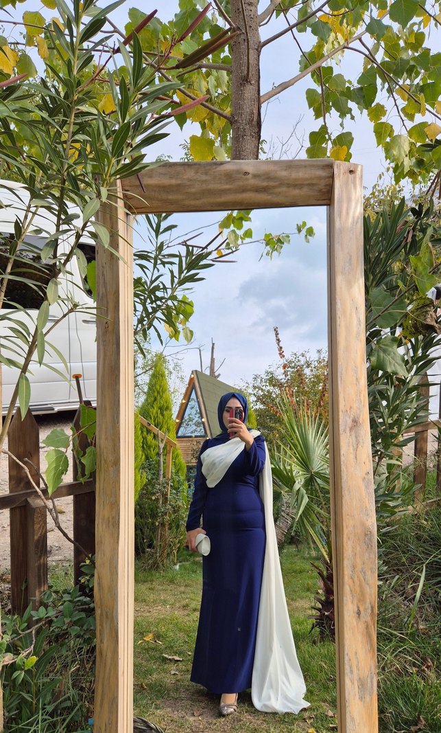 Castilya Drapeli Uzun Kollu Abiye Elbise - Görsel 4