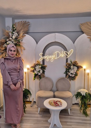 Drapeli Uzun Kol Abiye Elbise - Görsel 2