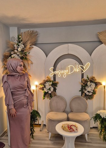 Drapeli Uzun Kol Abiye Elbise - Görsel 3