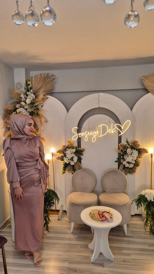 Drapeli Uzun Kol Abiye Elbise - Görsel 3