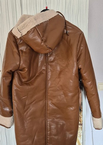 Kürk Detaylı Deri Kadın Uzun Kaban - Görsel 6