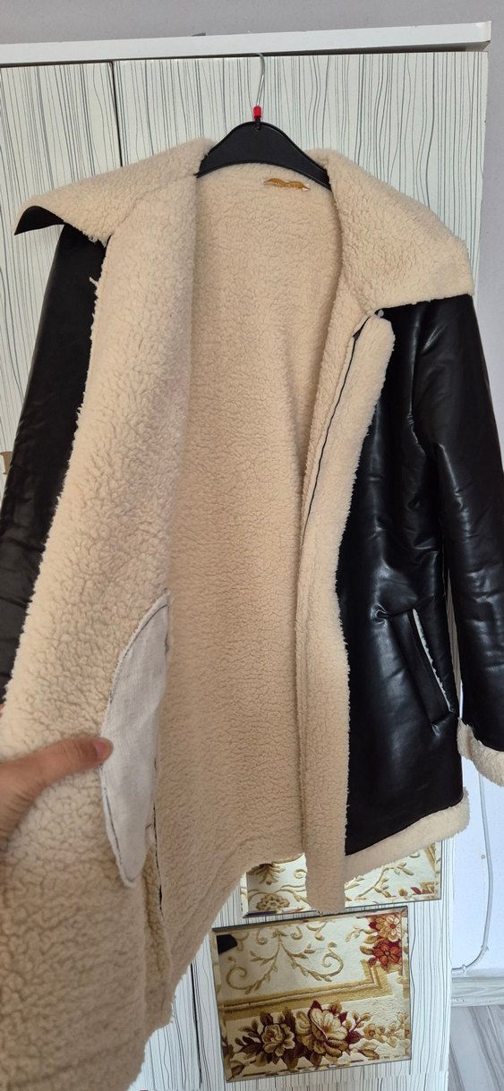 Beyaz, Kürk Detaylı Kadın ceket - Görsel 3