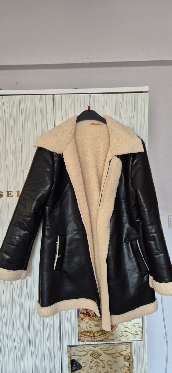 Beyaz, Kürk Detaylı Kadın ceket - Görsel 2