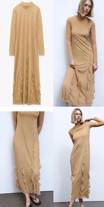 Zara tül kumaş elbise