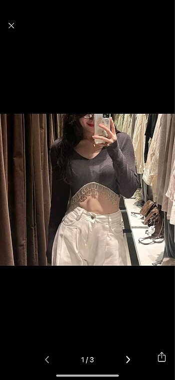 Zara Zara zincirli crop kazak