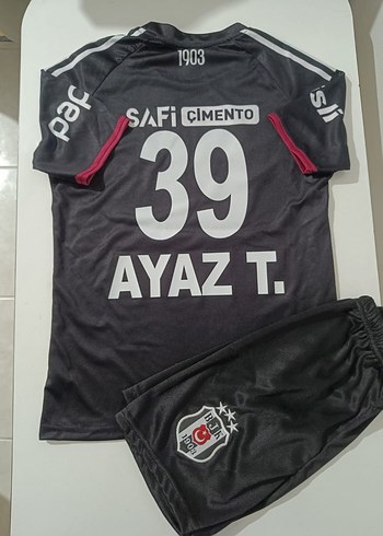 Erkek Koyu Gri Baskılı Kısa Kollu Spor Forması