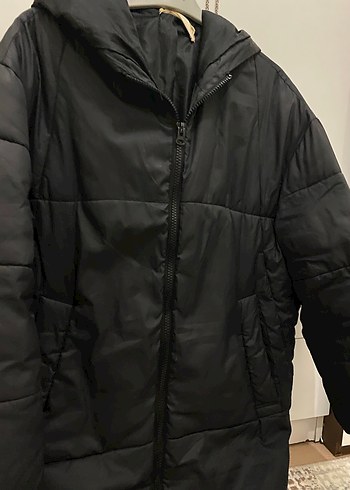 Kadın Siyah Fermuarlı Midi Kışlık mont - Görsel 2