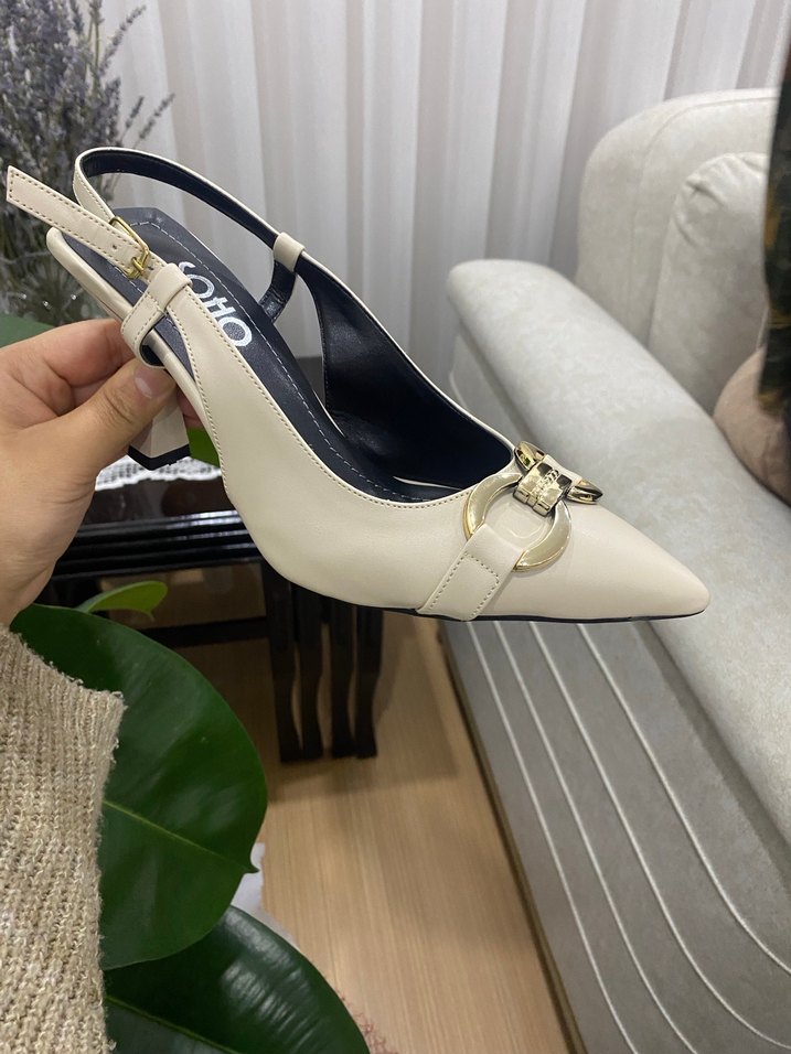 SOHO Beyaz Deri Stiletto Tokalı Kadın Topuklu - Görsel 2