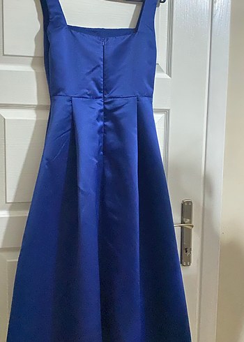 Parlak Mavi Midi Mezuniyet Elbisesi - Görsel 2