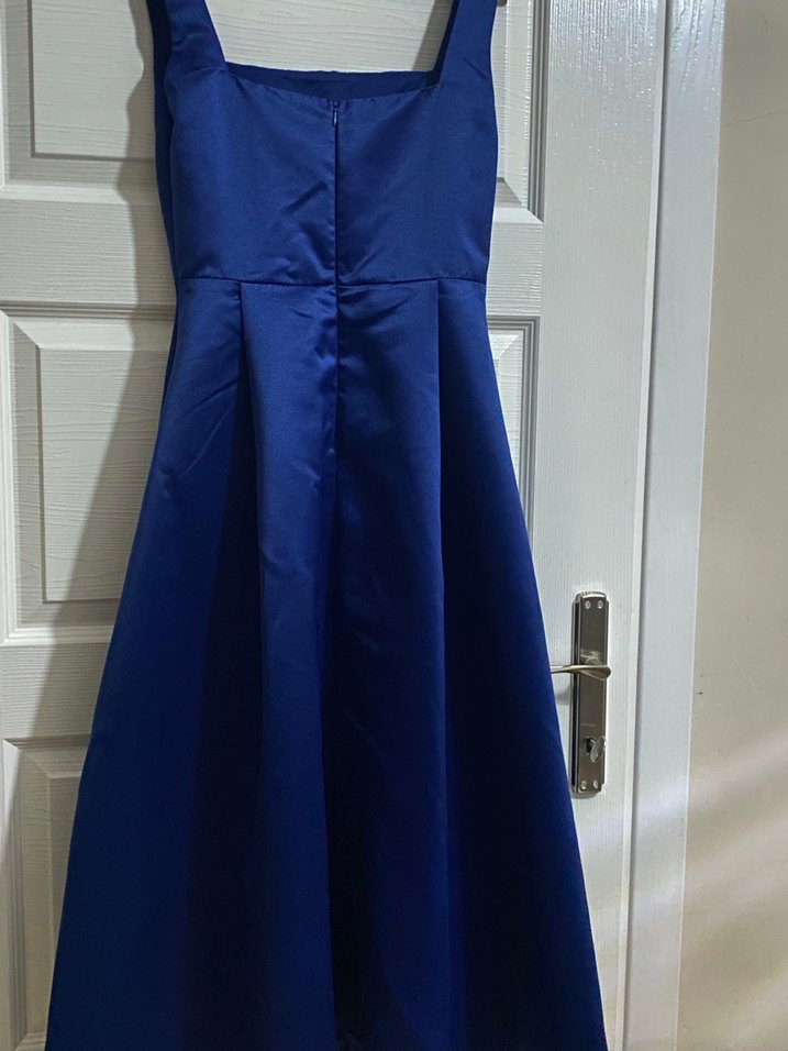 Parlak Mavi Midi Mezuniyet Elbisesi - Görsel 3