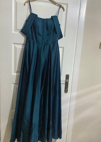 Lacivert Straplez Gotik Uzun Abiye - Görsel 3