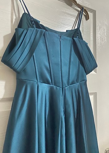 Lacivert Straplez Gotik Uzun Abiye - Görsel 2