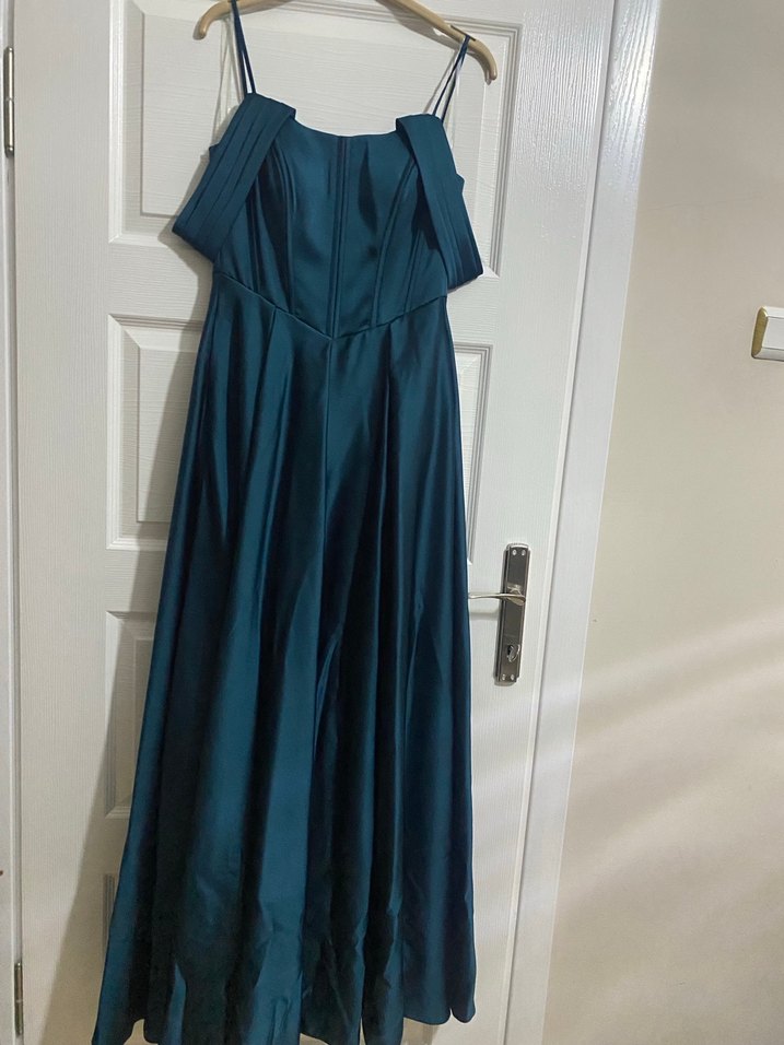 Lacivert Straplez Gotik Uzun Abiye - Görsel 3