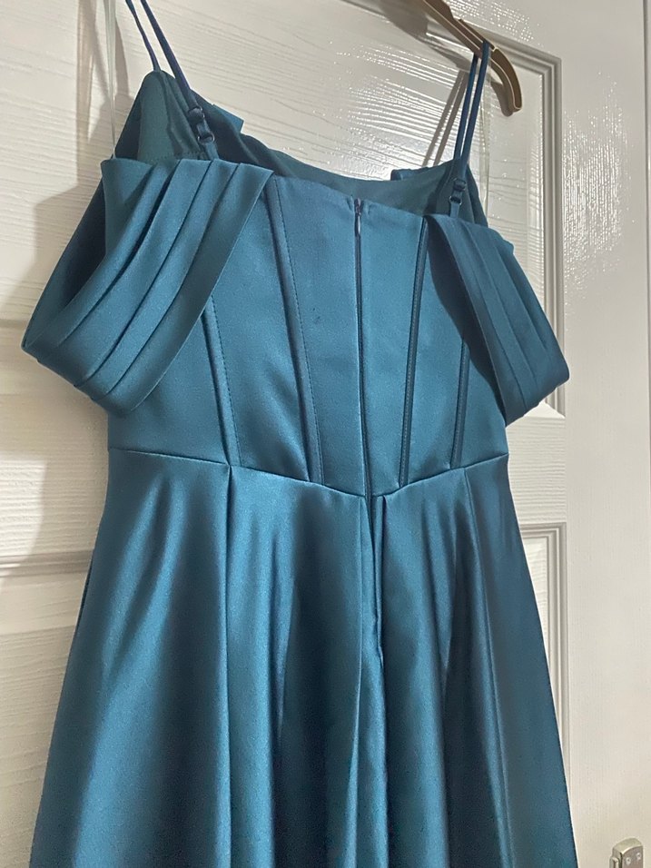 Lacivert Straplez Gotik Uzun Abiye - Görsel 2