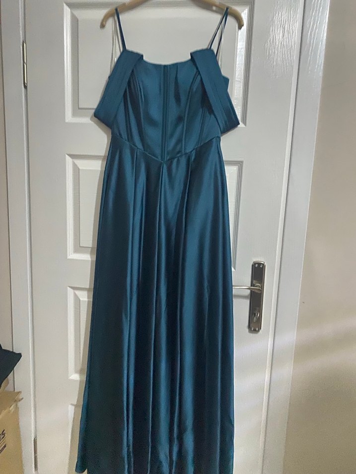 Lacivert Straplez Gotik Uzun Abiye - Görsel 5