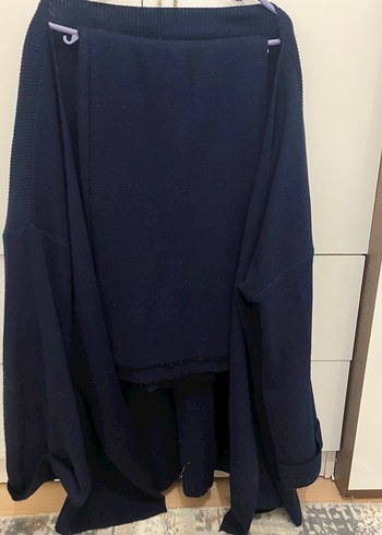 Kemerli Lacivert Uzun Kadın Takım - Görsel 2