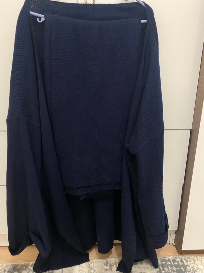 Kemerli Lacivert Uzun Kadın Takım - Görsel 2