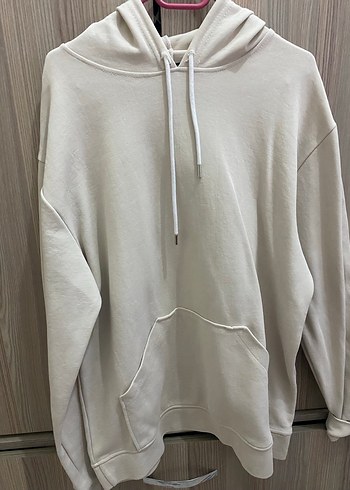 Kadın Beyaz Kapüşonlu Rahat Sweatshirt - Görsel 2