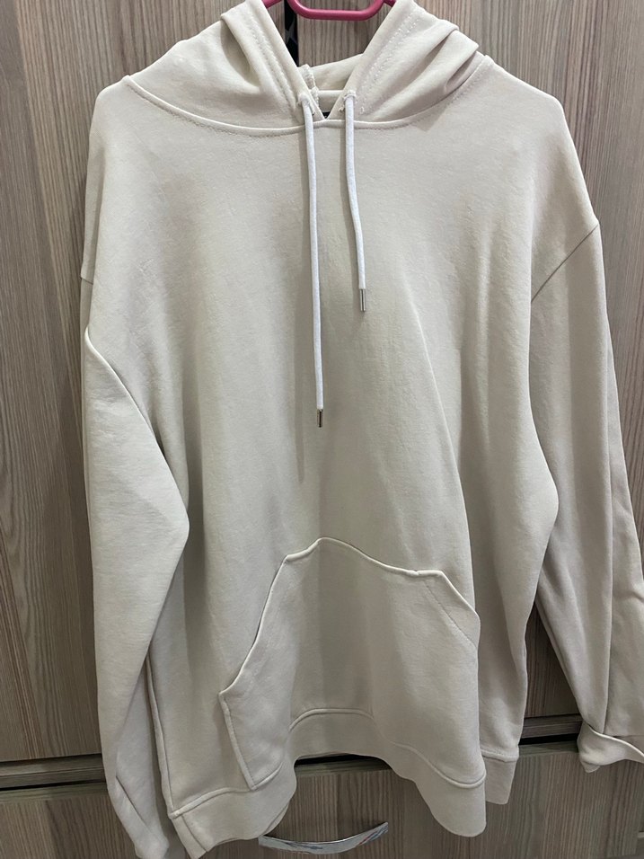 Kadın Beyaz Kapüşonlu Rahat Sweatshirt - Görsel 3