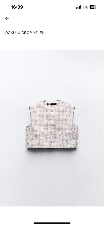 Zara dokulu crop yelek