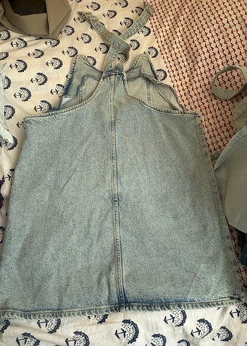 Düğmeli Kadın Kot Salopet Midi Boy Defacto L beden - Görsel 3