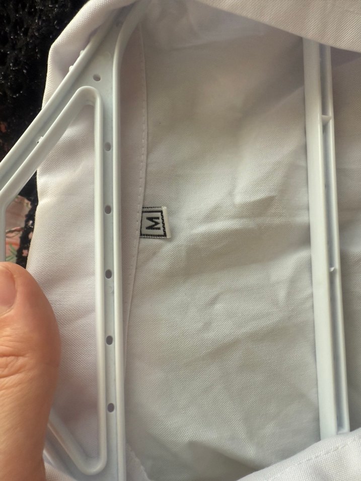 Beyaz pamuklu  Düğmeli Midi Gömlek(Dr önlüğü) M beden - Görsel 4