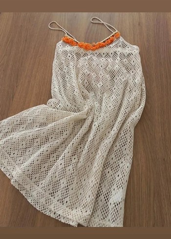 TWIST MARKA Nakışlı Beyaz Bohem Uzun Örme Elbise - Görsel 6