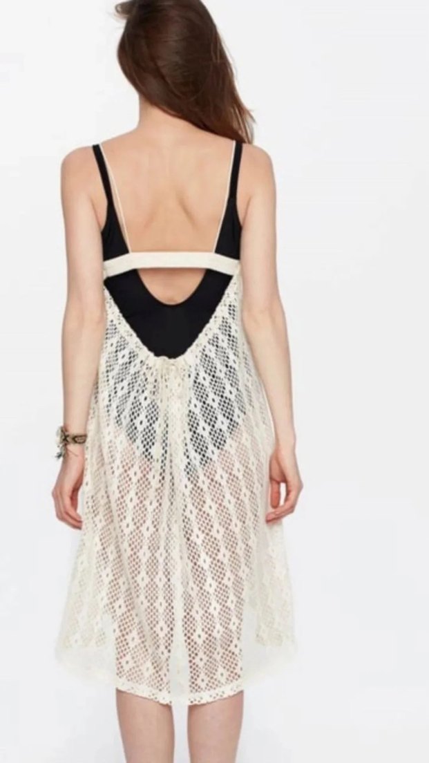 TWIST MARKA Nakışlı Beyaz Bohem Uzun Örme Elbise - Görsel 5